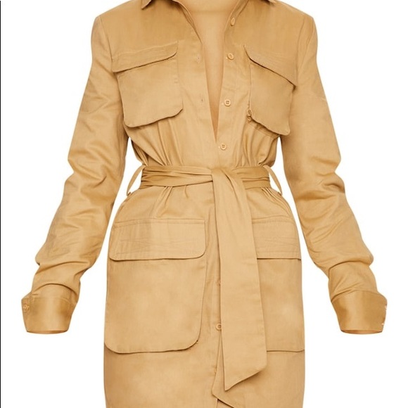 utility tie waist shirt dress